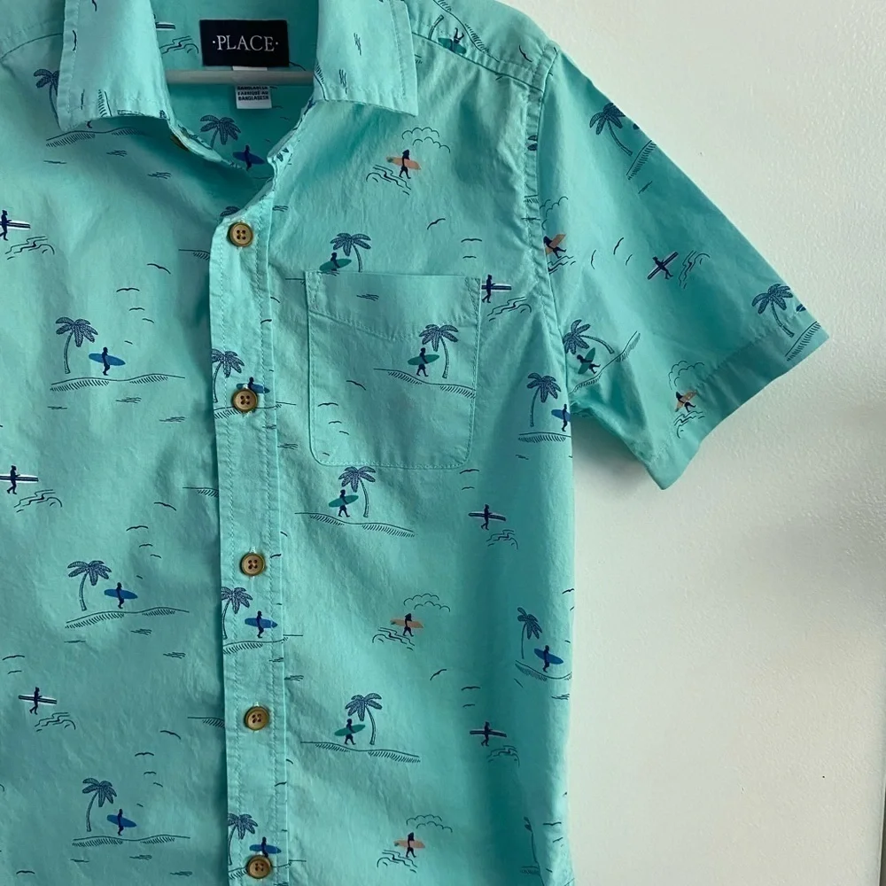 The Children’s Place, Tropical Button Down Shirt, Size 8/10, M
